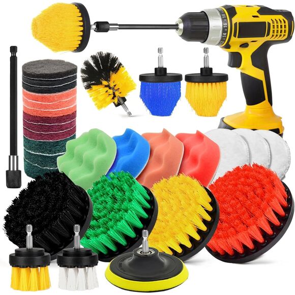 Drill Brush Attachment Set, 30Pcs Drill Scrubber Brush Kit Include Scrub Pads+ - Picture 5 of 7